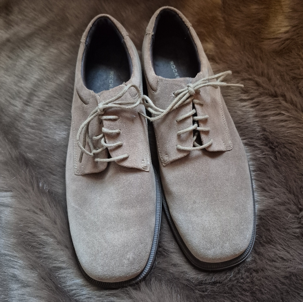 Rockport Tan Suede Oxfords Mens 10 1/2 Leather Shoes
